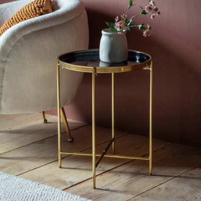 An Image of Verona Side Table Gold Black Gold