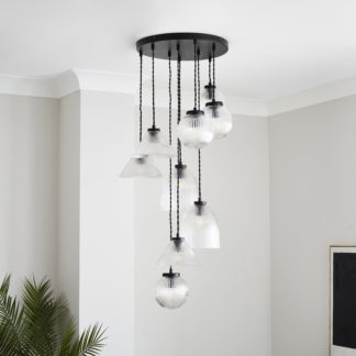 An Image of Ezra 9 Light Adjustable Cluster Ceiling Light Black