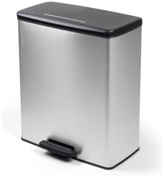 An Image of Curver 65 Litre Deco Pedal Recycling Bin - Silver