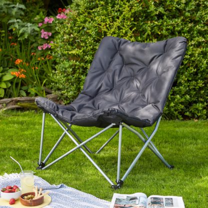 An Image of Padded Butterfly Chair, Tropical Print Multi Coloured