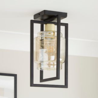 An Image of Seattle Industrial Flush Ceiling Light Black