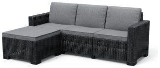 An Image of Keter California 3 Seater Mini Corner Garden Sofa Set - Grey