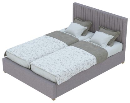 An Image of Aspire Grant Superking Linen Adjustable Bed Frame- Off White