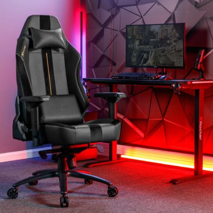 An Image of X Rocker Onyx Office Gaming Chair Gold