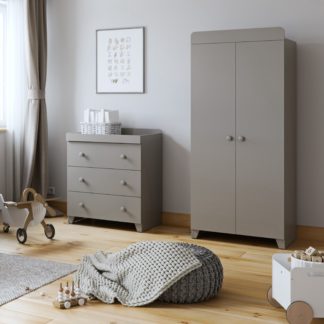 An Image of Little Acorns Classic 3 Drawer Chest and Wardrobe Nursery Set Grey