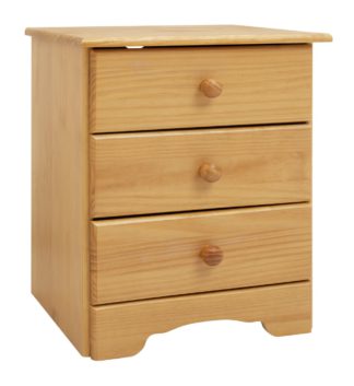 An Image of Argos Home Nordic 3 Drawer Bedside Table - Pine