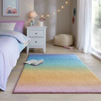 An Image of Ombre Horizontal Supersoft Faux Fur Rug MultiColoured