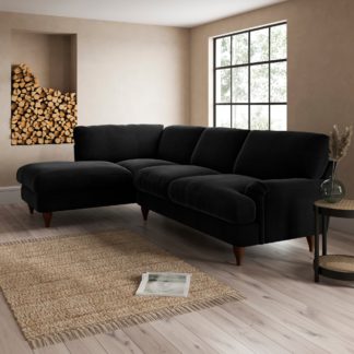 An Image of Darwin Corner Chaise Sofa Luxury Velvet Black