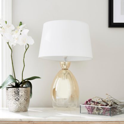 An Image of Sylvia Ribbed Glass Table Lamp Grey
