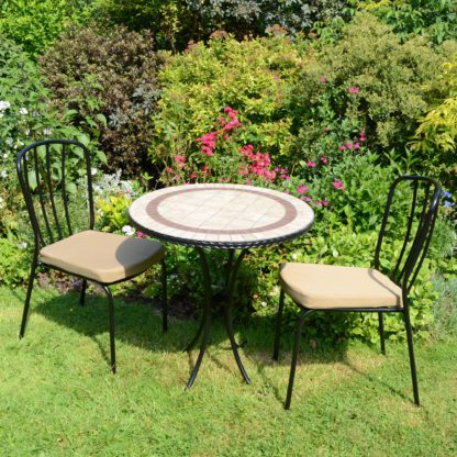 c950ee25d873c7a513a1c995bb49789a5820d41fdcda015c468ce8e1f733d7d8.jpg An Image of Henderson 71cm Bistro Table with 2 Milton Chairs Set Brown