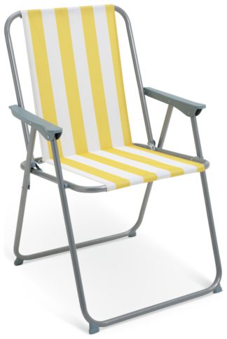 An Image of Habitat Folding Metal Garden Chair- Yellow