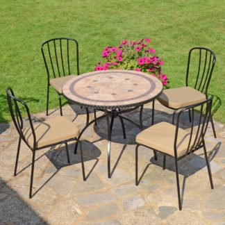 An Image of Riverside 91cm Patio with 4 Milton Chairs Set Brown