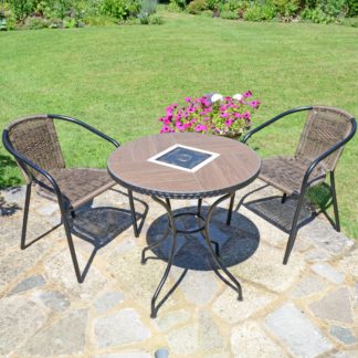 An Image of Harrison 71cm Bistro Table with 2 Springdale Chairs Set Brown