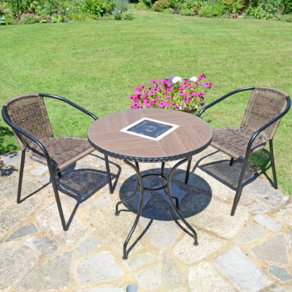 An Image of Harrison 71cm Bistro Table with 2 Springdale Chairs Set Brown