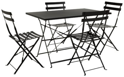 An Image of Habitat Eve 4 Seater Folding Metal Patio Set - Black