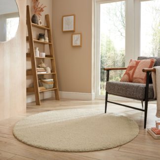 An Image of Snuggle Washable Round Rug Natural