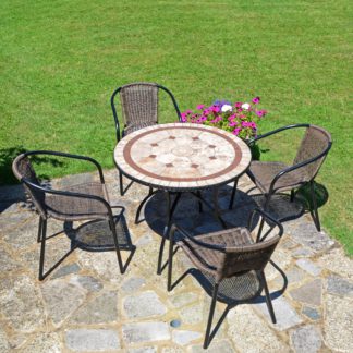 An Image of Riverside 91cm Patio with 4 Springdale Chairs Set Brown