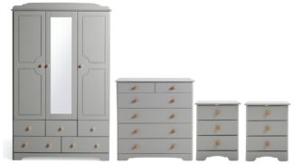 An Image of Argos Home Nordic 4 Piece 3 Door Wardrobe Set - Grey