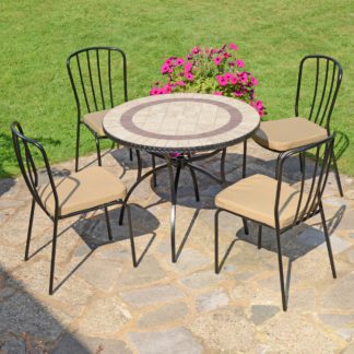 An Image of Henderson 91cm Patio Table with 4 Milton Chairs Set Brown
