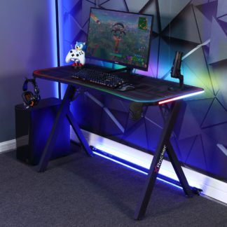 An Image of X Rocker Lumio RGB Gaming Desk with App Controlled Lights Black