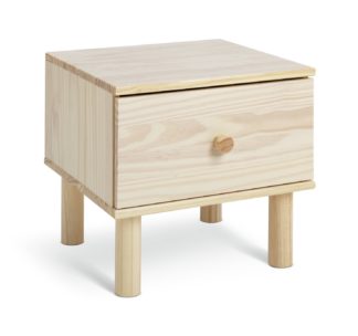 An Image of Habitat Akio 1 Drawer Bedside Table - Pine