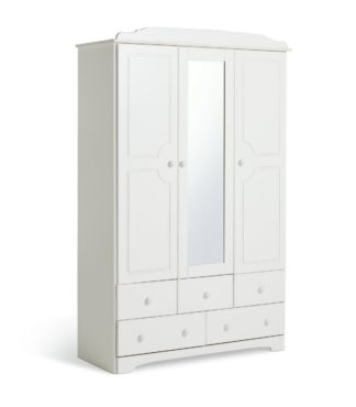 An Image of Argos Home Nordic 3 Door 5 Drawer Mirror Wardrobe - White