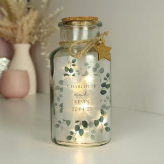 An Image of Personalised Botanical Glass LED Jar Clear
