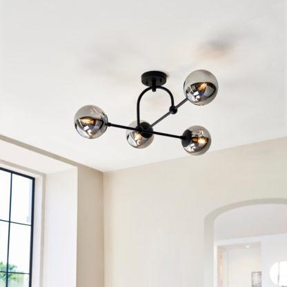 An Image of Vogue Newton 4 Light Semi Flush Ceiling Light Brass