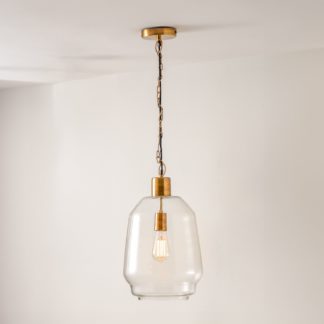An Image of Fia Glass Chain Drop Pendant Light Antique Brass