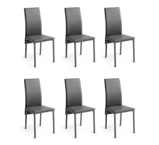An Image of Argos Home 6 Lido Metal Dining Chairs - Grey