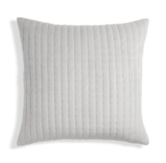 An Image of Habitat Quilted Velvet Cushion - Grey - 50x50cm