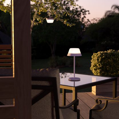 An Image of EGLO Meggiano Touch Dimmable Indoor Outdoor Table Lamp Purple