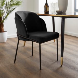 An Image of Bobbi Dining Chair, Velvet Black Velvet