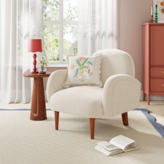 An Image of Bodie Chunky Boucle Curved Accent Chair Ivory