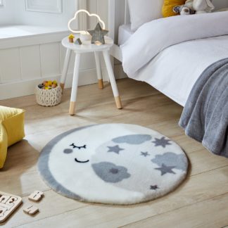 An Image of Mylo Supersoft Faux Fur Round Rug Soft Grey