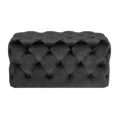 An Image of Seraphina Velvet Buttoned Ottoman Dove (Grey)