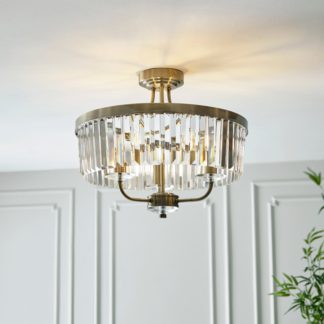 An Image of Vogue Balmoral 3 Light Semi Flush Chandelier Brass