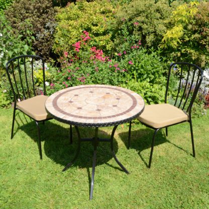 An Image of Riverside 76cm Bistro Table with 2 Milton Chairs Set Brown