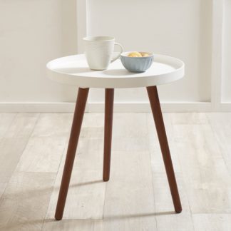 An Image of Halston Dark Pine Leg Round Table White