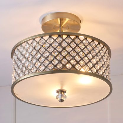 An Image of Vogue Hudson 3 Light Semi Flush Ceiling Light Gold