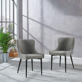 An Image of Set of 2 Indus Valley Simba Stitched Back Boucle Dining Chairs Grey