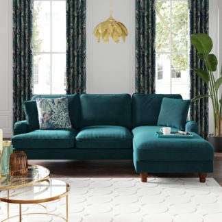 An Image of Beatrice Matte Velvet Right Hand Corner Chaise Green