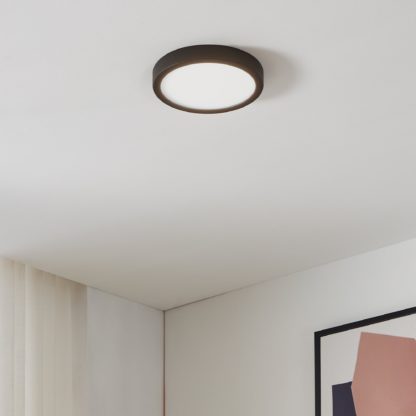 An Image of EGLO Fueva-Z Round Wall & Ceiling Light Black