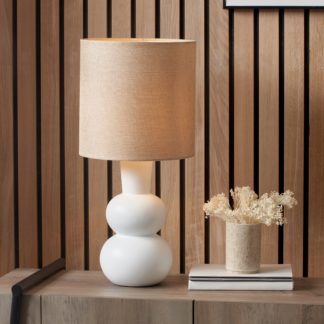 An Image of Aaliyah Curved Bottle Ceramic Table Lamp White