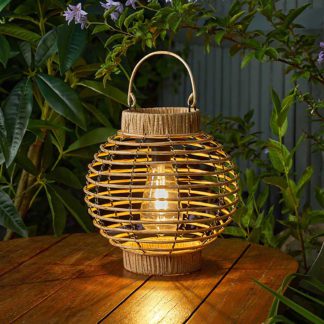 An Image of The Solar Company Faux Rattan Lantern
