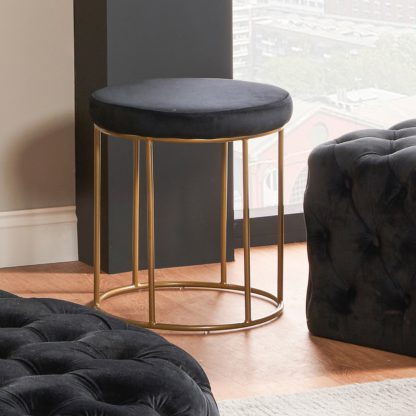 An Image of Verena Velvet Stool Black