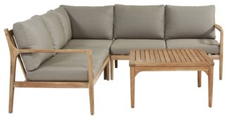 An Image of Pacific Malta 5 Seater Wooden Garden Corner Sofa Set-Natural