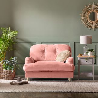 An Image of Return - Martha Vintage Velvet Snuggle Chair, Soft Coral Vintage Velvet Soft Coral