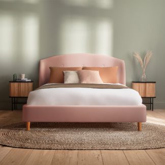 An Image of Silentnight Evana Bed Frame, Velvet Dusky Pink