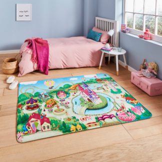 An Image of Princess Playground Rug Blue, Green and Pink